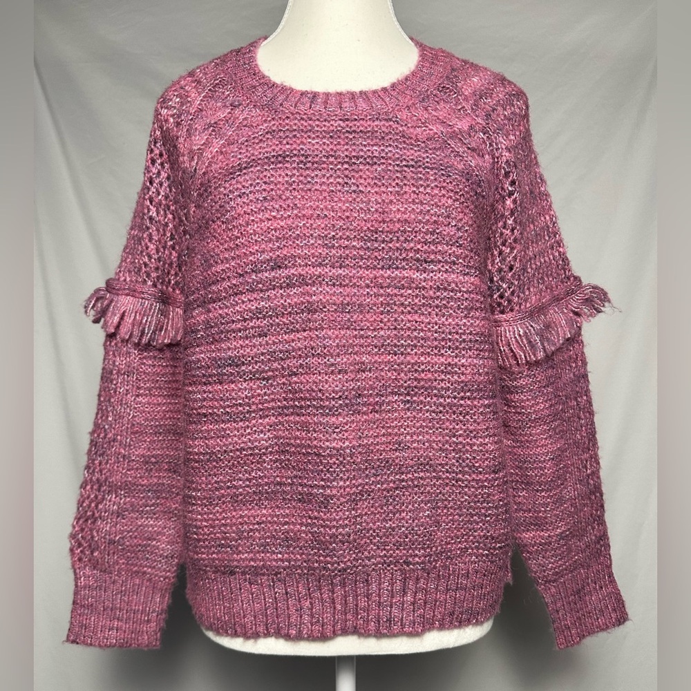 HEARTLOOM Pink Knit Fringe Preppy Girly Sweater Size M‎